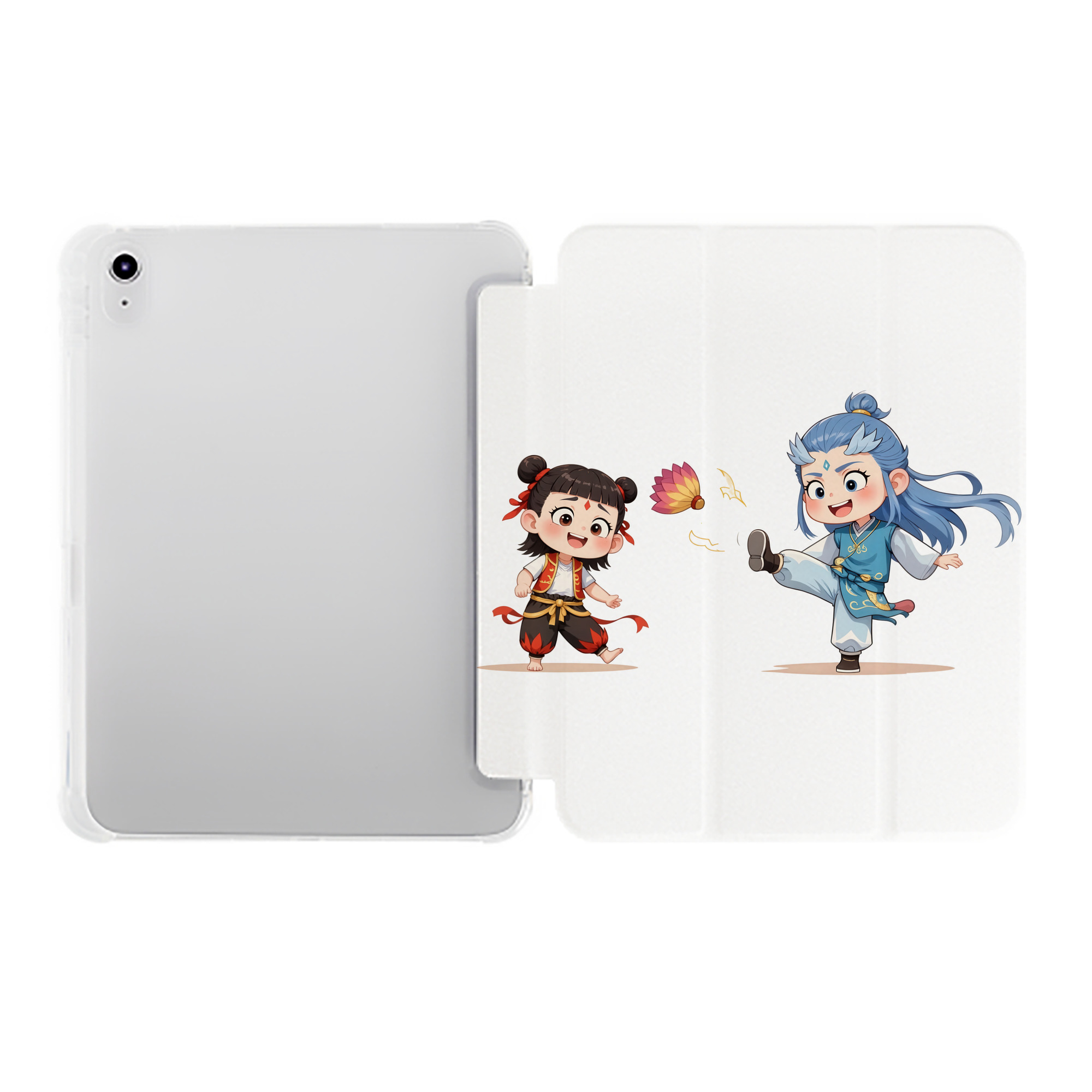（画像用） Ne Zha 2 ナタ 魔童の大暴れ IPad ケース ペン収納付き 三つ折りスタンド PUレザー×シリコン 対応機種9.5/10.5/10.9インチ